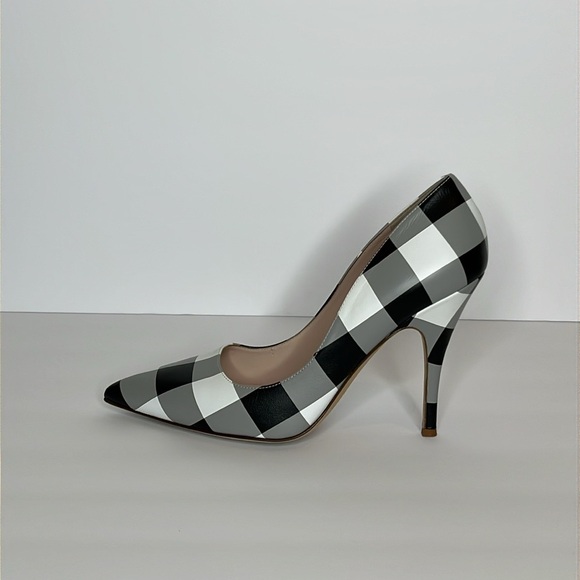 KATE SPADE Gingham Print Black And White Check Stiletto Pump Heels Sz 8.5 - Picture 1 of 11